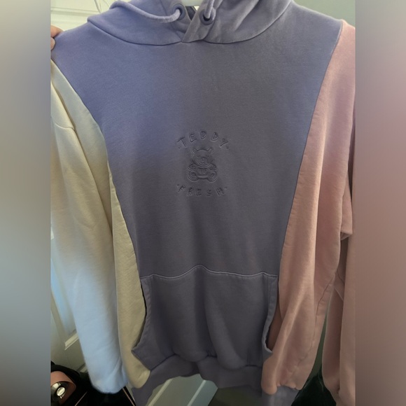 Teddy Fresh Women’s Hoodie in Pink, White, and Purple - Picture 2 of 3